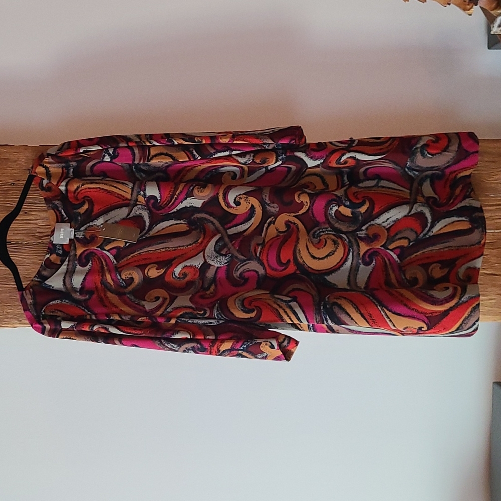 NWT Anthropologie 70s Sheath dress Maeve XL long sleeve Orange Pink Black Lined